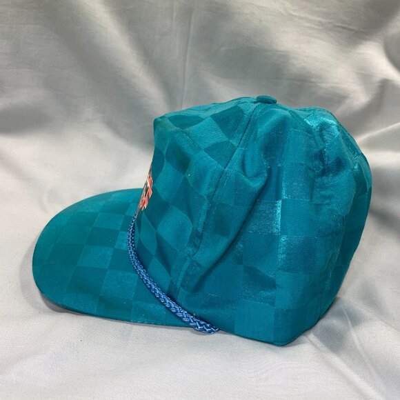 VINTAGE San Juan Signs San Sun Rope Trucker Hat | Teal Checkerboard | Excellent - Picture 4 of 6